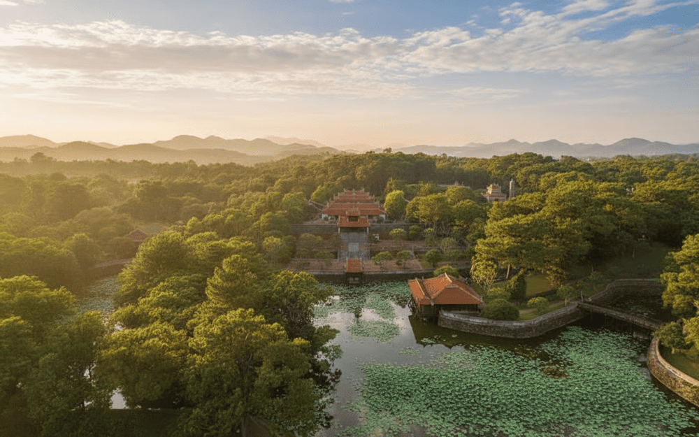 Hue is located in central Vietnam, lying on the banks of the Perfume River